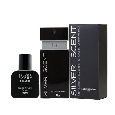 ادوپرفیوم پینک ویژوآل مدل Silver Scent Jacques Bogart به همراه عطر جیبی اسکلاره Silver Scent