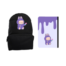 کوله پشتی طرح عروسک labubu کد 48 به همراه کلاسور