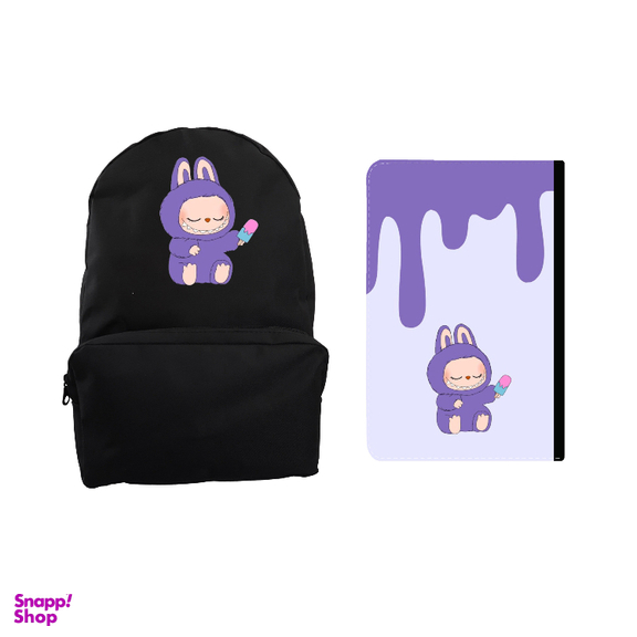 کوله پشتی طرح عروسک labubu کد 48 به همراه کلاسور