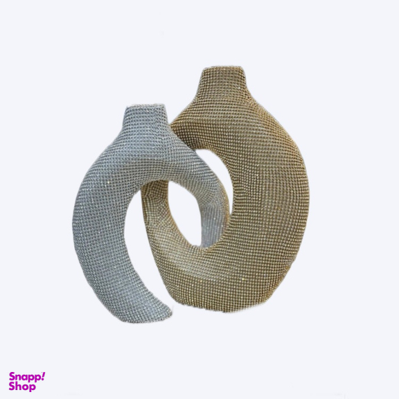 گلدان مدل حلقه دیواری نگینی کد 10007 رنگ طوسی سفید