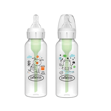 شیشه شیر دکتر براونز طرح خوک و قورباغه مدل SB82040 گنجایش 250 میلی لیتر بسته 2 عددی