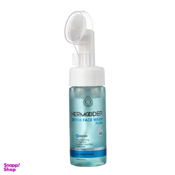 فوم شست‌ و شوی صورت هرمودر مدل ضد آلودگی هوا طرح DETOX مناسب انواع پوست حجم 150 میلی‌ لیتر