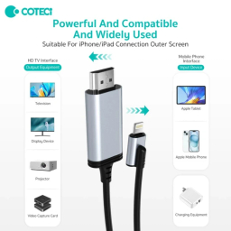 کابل تبدیل Lightning به HDMI کوتسی مدل 33024 طول 1.8 متر