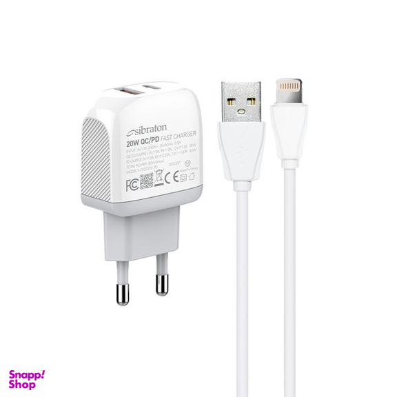 شارژر دیواری 20 وات سیبراتون مدل SW2220i PD به همراه کابل لایتنینگ