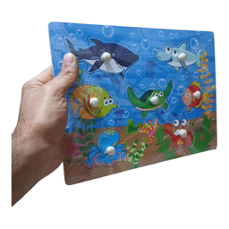 پازل آموزشی پین دار مدل جاگذاری اشکال طرح موجودات دریایی