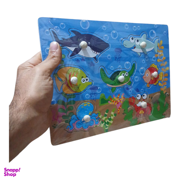 پازل آموزشی پین دار مدل جاگذاری اشکال طرح موجودات دریایی