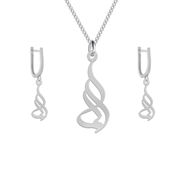 نیم ست نقره زنانه لیردا مدل اسم الما کد nms sss elma44