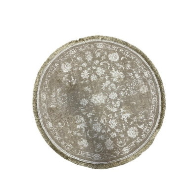 فرش ماشینی گرد مدرن کد 2040 رنگ نسکافه‌ ای