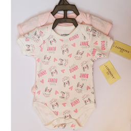 بادی آستین کوتاه نوزادی لاندنی مدل KR-602 مجموعه 2 عددی