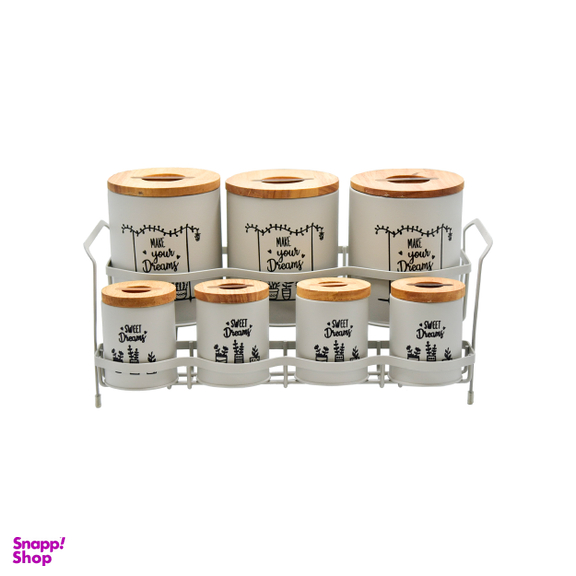 ست جای ادویه 8 پارچه بی.وی.کی مدل درب چوب S_K کد 863416
