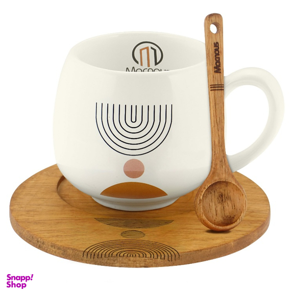 ماگ سایه دار مکنوس کد 1008 به همراه قاشق و زیرلیوانی