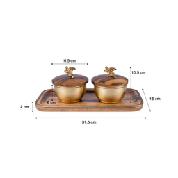 قندان گلد کیش مدل بلاسم کد GK829476-1 مجموعه 2 عددی به همراه سینی