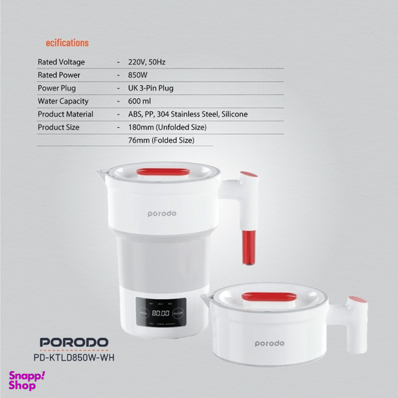 کتری برقی جمع شونده سفری پرودو مدل PD-KTLD850W-WH