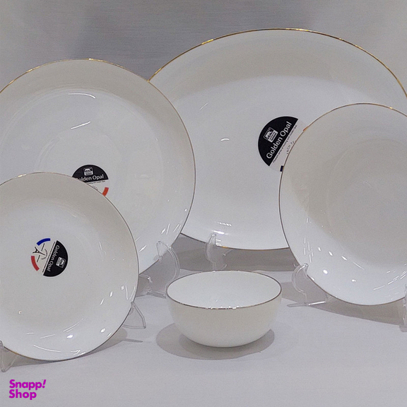 سرویس غذاخوری 26 پارچه گلدن اپال مدل سفید خط طلا