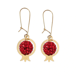 گوشواره طلا 18 عیار زنانه مدل انار سواروسکی