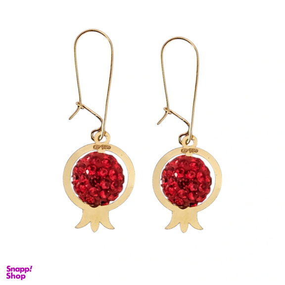 گوشواره طلا 18 عیار زنانه مدل انار سواروسکی