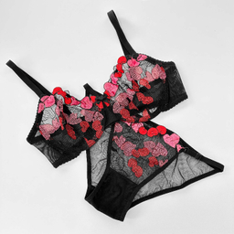 ست شورت و سوتین زنانه نوشه پوش کد 88807 رنگ مشکی قرمز