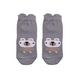 جوراب نوزادی طرح خرسک رنگ طوسی