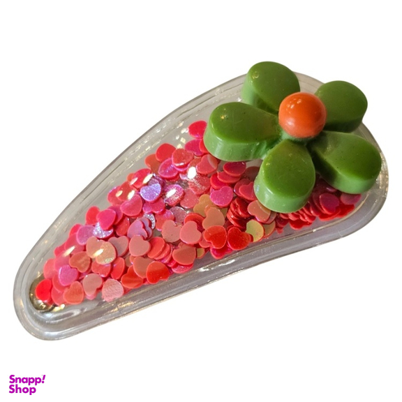 گیره مو دخترانه مدل تق تقی آکواریومی طرح گل کد 120