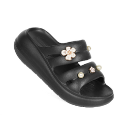 دمپایی زنانه شیما مدل یاس رنگ مشکی