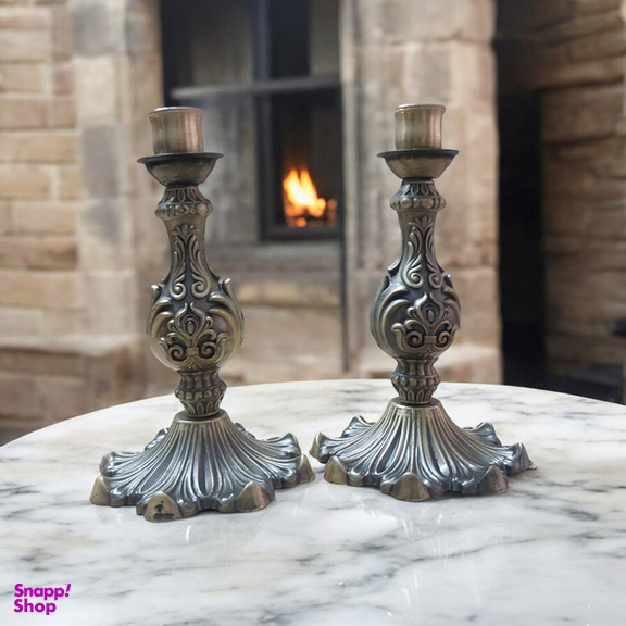 جاشمعی برنجی طرح آنتیک مجموعه 2 عددی