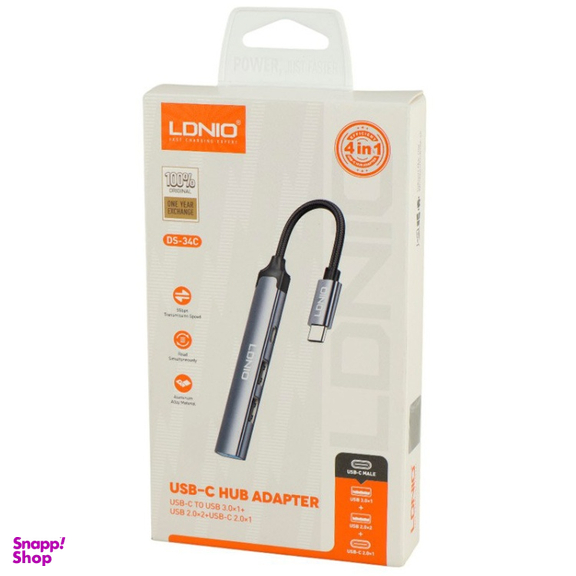 USB هاب 4 پورت Type-C الدینیو مدل DS-34C