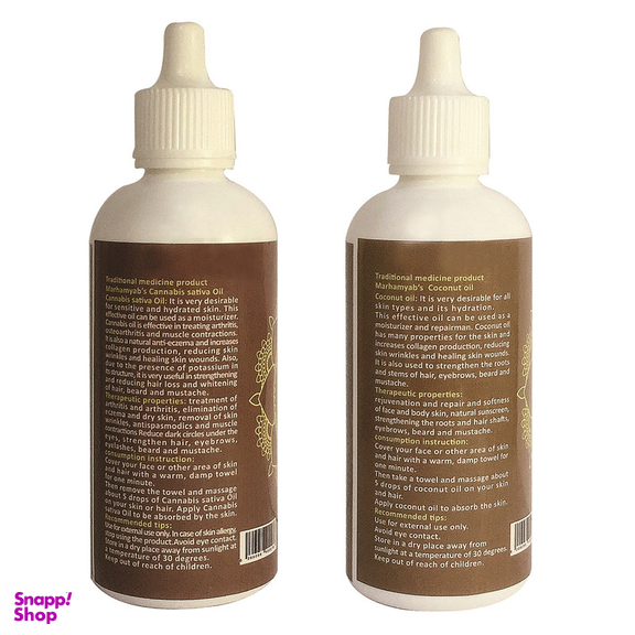روغن تقویت کننده مو، مژه و ابرو مرهم یاب مدل نارگیل و شاهدانه حجم 80 میلی لیتر مجموعه 2 عددی