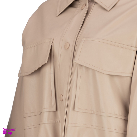 کت چرم زنانه سرژه مدل 232129 رنگ کرم