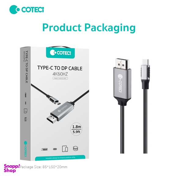 کابل تبدیل Type-C به DisplayPort کوتتسی مدل OF-014 طول 1.8 متر