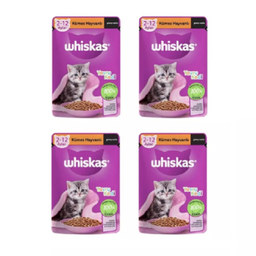 پوچ بچه گربه ویسکاس طعم گوشت ماکیان وزن 85 گرم بسته 4 عددی