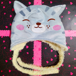 کلاه نوزادی آلیس مدل گربه کد Ab1 رنگ طوسی