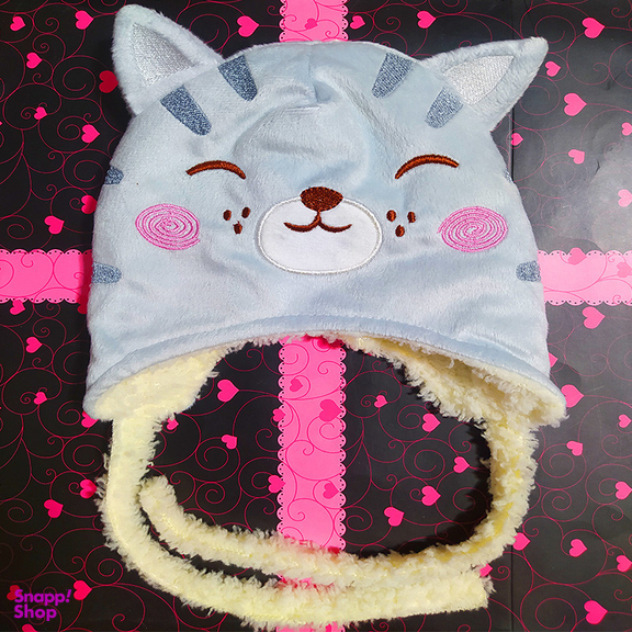 کلاه نوزادی آلیس مدل گربه کد Ab1 رنگ طوسی