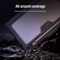 کیف کلاسوری نیلکین مدل Camshield Bumper Flip Folding مناسب تبلت سامسونگ Galaxy Tab S9 Fe Plus