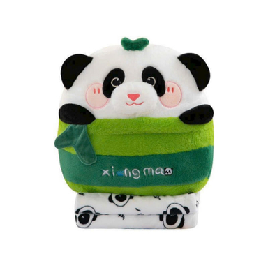 عروسک بالشتی طرح خرس پاندا مدل توپی کد JI110 ارتفاع 45 سانتی متر به همراه پتو