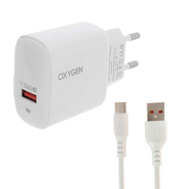 شارژر دیواری 18 وات اکسیژن مدل CH4 به همراه کابل USB-C