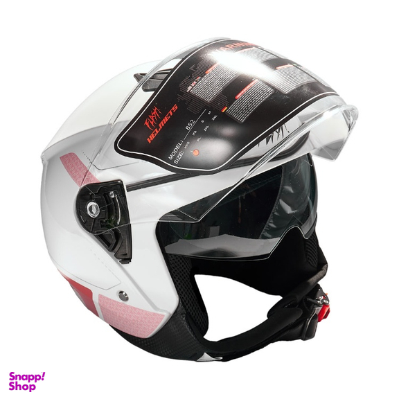 کلاه کاسکت بدون فک فلش مدل 852 glossy pink-white