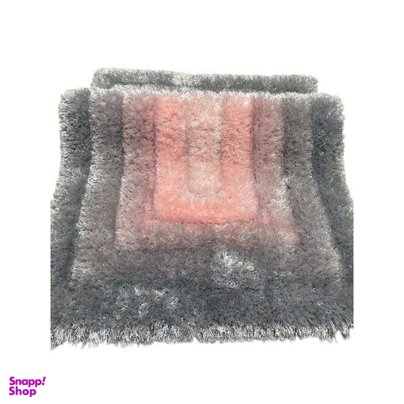 فرش ماشینی بزرگمهر مدل شگی 3D کد 55015 رنگ طوسی نقره ای