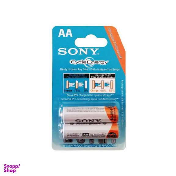 باتری قلمی قابل شارژ سونی مدل NH-AA HR1551 ظرفیت 4600 میلی آمپر ساعت بسته 2 عددی