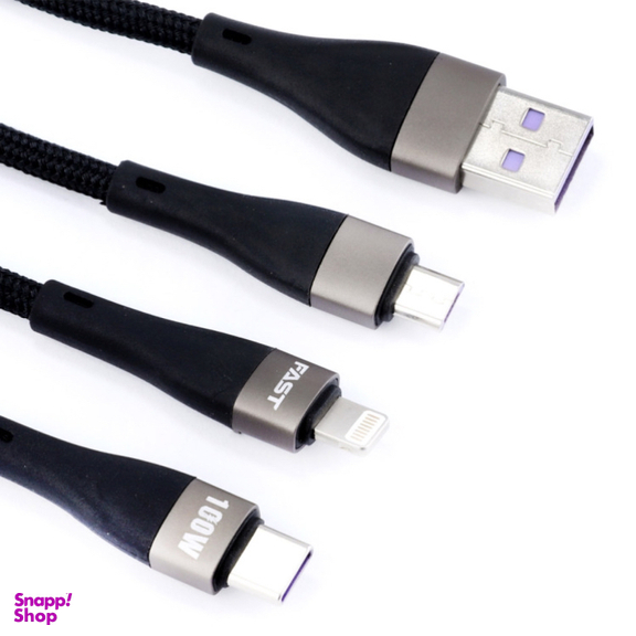 کابل USB به Lightning/Type-C/MicroUSB ترانیو مدل XS6 طول 1.2 متر