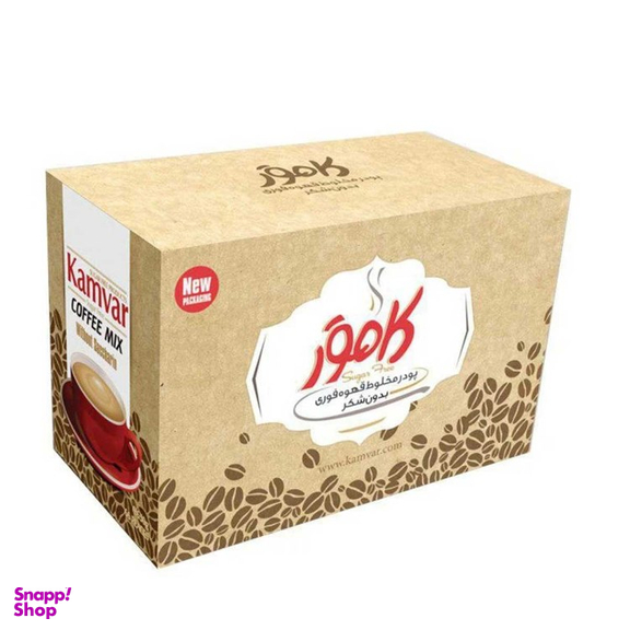 پودر مخلوط قهوه فوری بدون شکر کامور وزن 204 گرم بسته 24 عددی