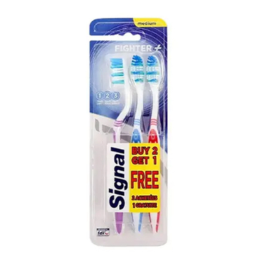مسواک 3 کاره سیگنال مدل Fighter برس مدیوم بسته 3 عددی