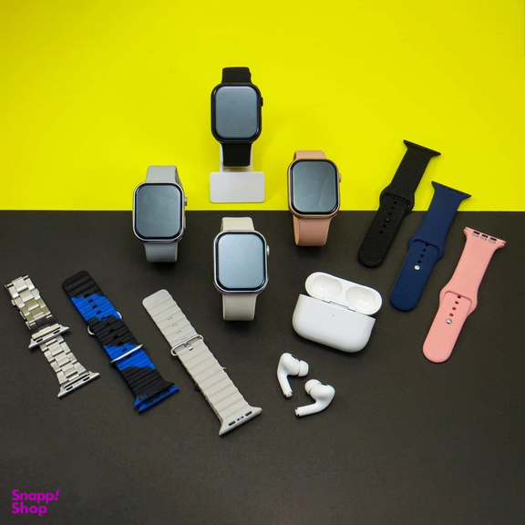 ساعت هوشمند ورنا مدل W46 max مجموعه ۷ بندی به همراه هندزفری بی سیم Airpod pro