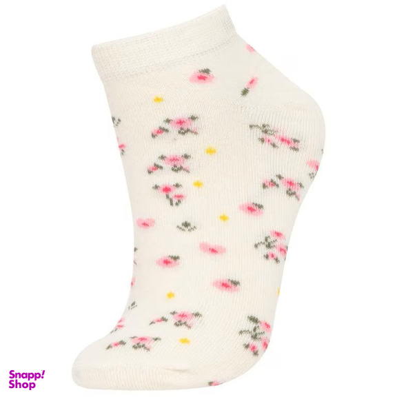 جوراب ساق کوتاه زنانه دفکتو مدل Flowers بسته 5 عددی