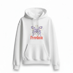 هودی زنانه طرح پروانه آزاد کد 9753 رنگ سفید