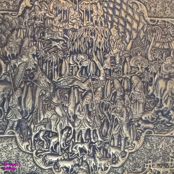 سینی قلمزنی برنجی طرح کاروان پادشاه کد T-1002