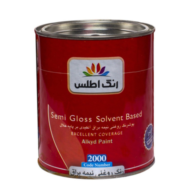 پوشرنگ روغنی سفید نیم براق اطلس کد 2000 حجم 1000 میلی لیتر