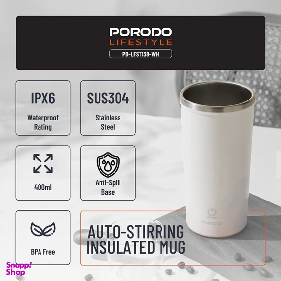 ماگ همزن و ضد لغزش پرودو مدل PD-LFST138-WH گنجایش 400 میلی‌ لیتر