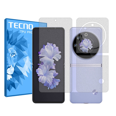 محافظ صفحه نمایش مات گوشی موبایل تکنو مناسب برای تکنو Phantom V Flip به همراه محافظ پشت گوشی