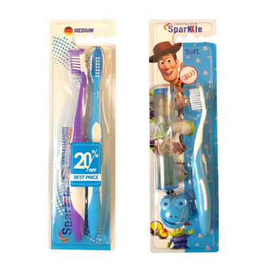 مسواک اسپارکل مدل toy S9 با برس متوسط مجموعه 3 عددی