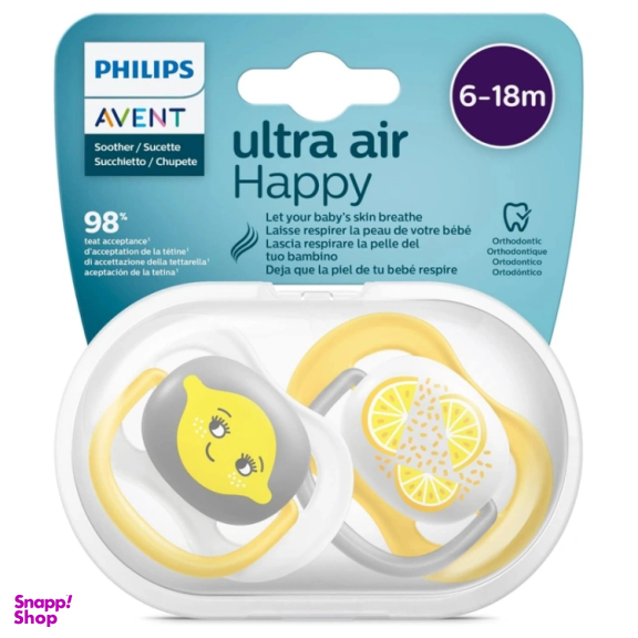 پستانک الترا ایر 18-6 ماه اونت کد SCF080/18 طرح لیمو